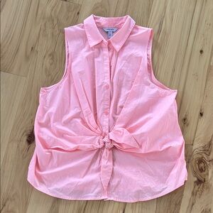Nine West Business Casual Pink Button Up Sleeveless Blouse Size XXL